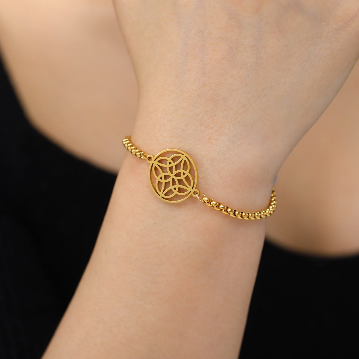 18K Gold Plating European And American Style Celtic Knot Pendant Stainless Steel Bracelet