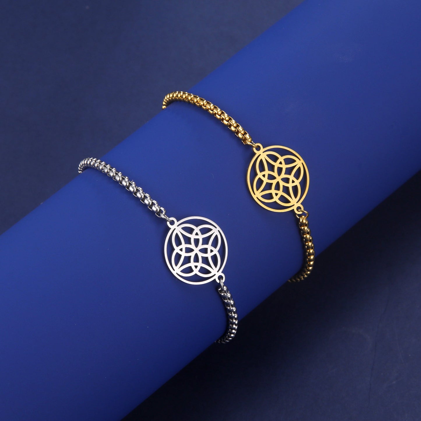 18K Gold Plating European And American Style Celtic Knot Pendant Stainless Steel Bracelet