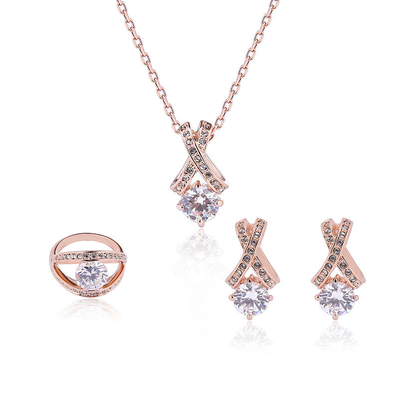 Creative Fashion Personality Simple Diamond Jewelry 3pcs