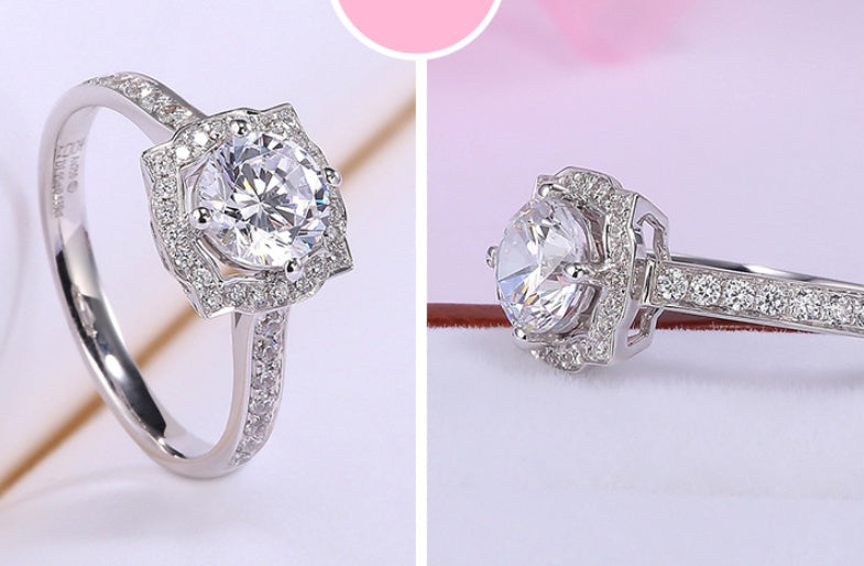 Electroplated K Platinum Wedding Simulation Diamond Ring Naked Diamond Carat Group Diamond Ring Female Jewelry Jewelry