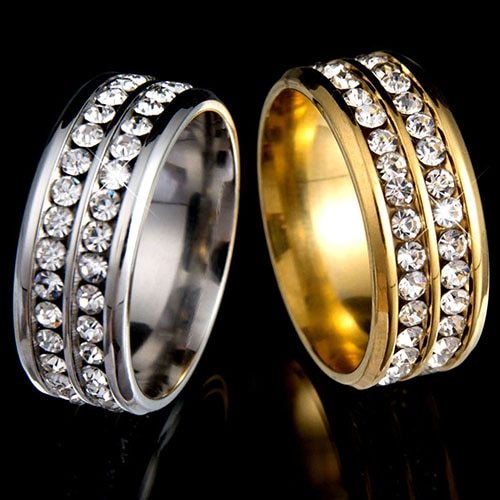 Stainless steel diamond couple ring female jewelry