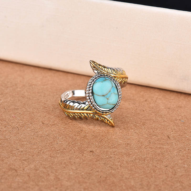 Copper Luxury Inlaid Turquoise Separation Party Engagement Ring