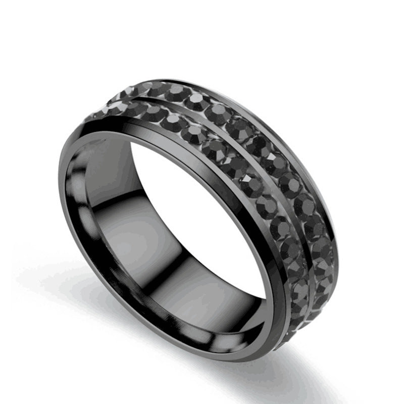 Stainless steel diamond couple ring female jewelry