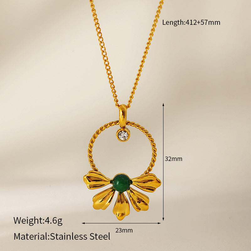 Flower Natural Stone Zircon Pendant Necklace