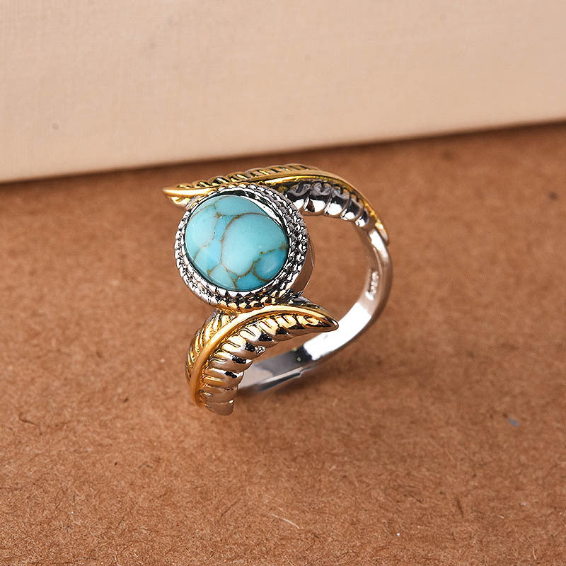 Copper Luxury Inlaid Turquoise Separation Party Engagement Ring