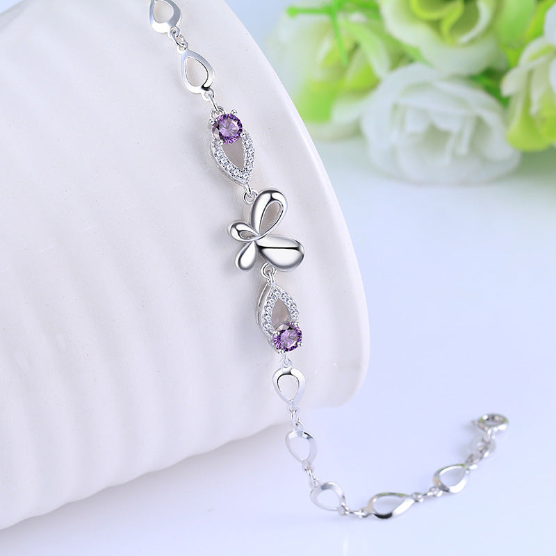 Butterfly Purple Crystal Design Diamond Jewelry