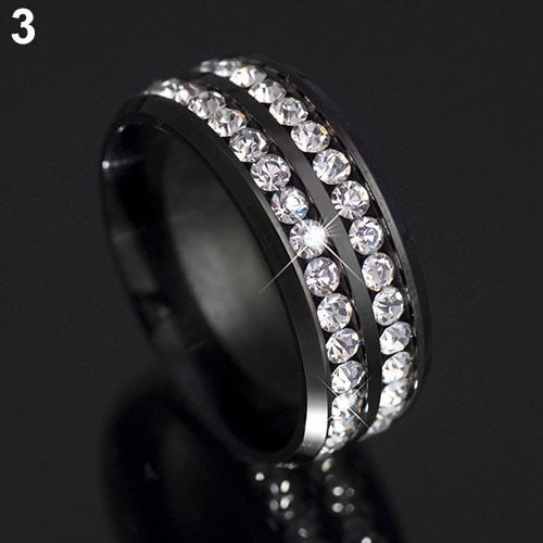 Stainless steel diamond couple ring female jewelry