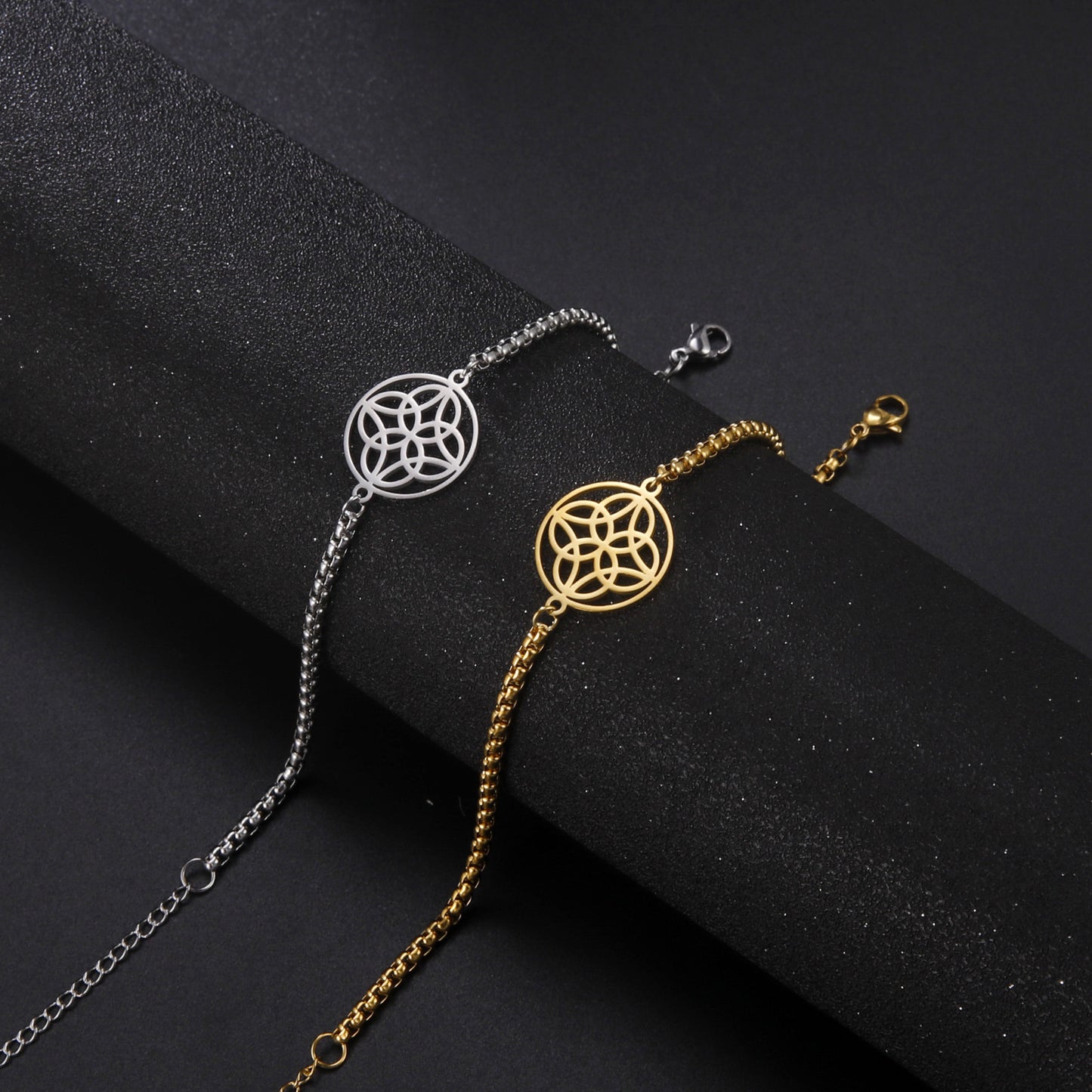 18K Gold Plating European And American Style Celtic Knot Pendant Stainless Steel Bracelet