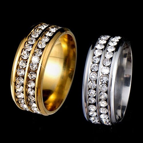 Stainless steel diamond couple ring female jewelry