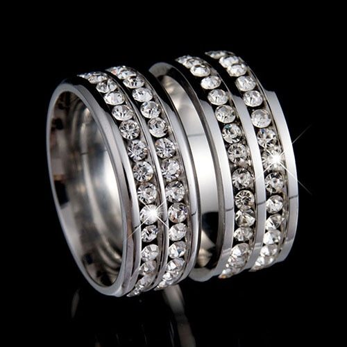 Stainless steel diamond couple ring female jewelry