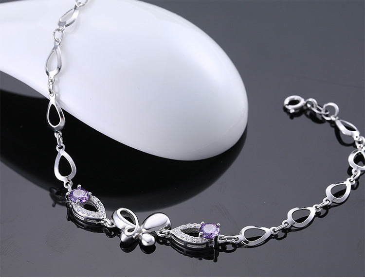 Butterfly Purple Crystal Design Diamond Jewelry