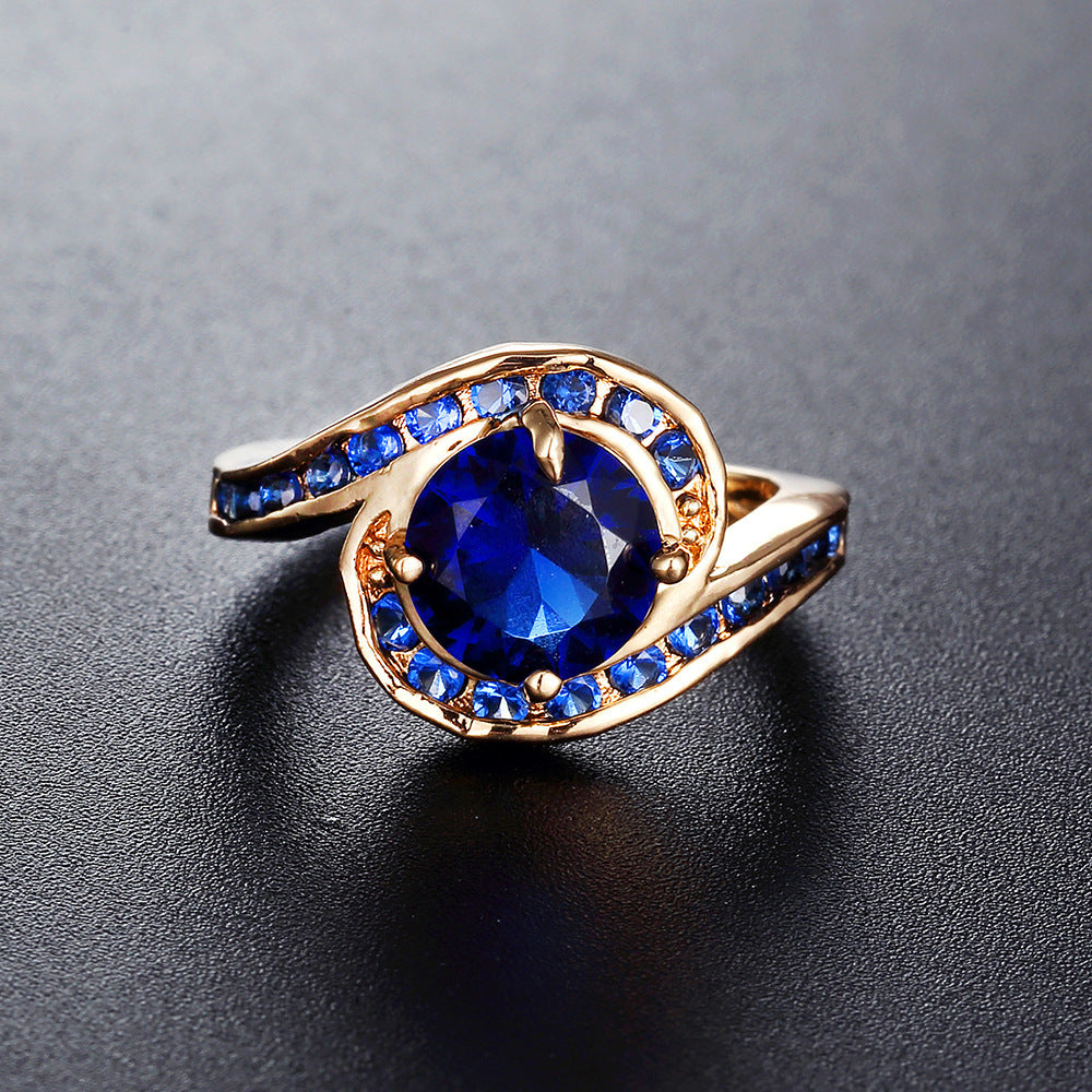 New Ring Blue Diamond Jewelry Fashion Jewelry In Europe And America