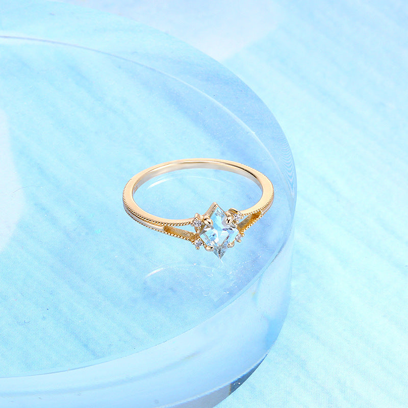 Japanese light jewelry simple diamond topaz ring