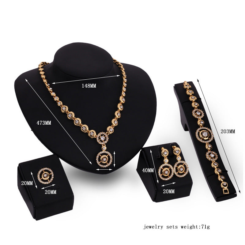 Four-piece Alloy Diamond Jewelry Set