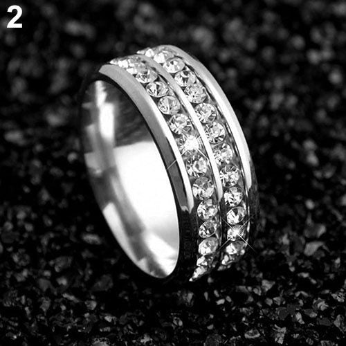 Stainless steel diamond couple ring female jewelry