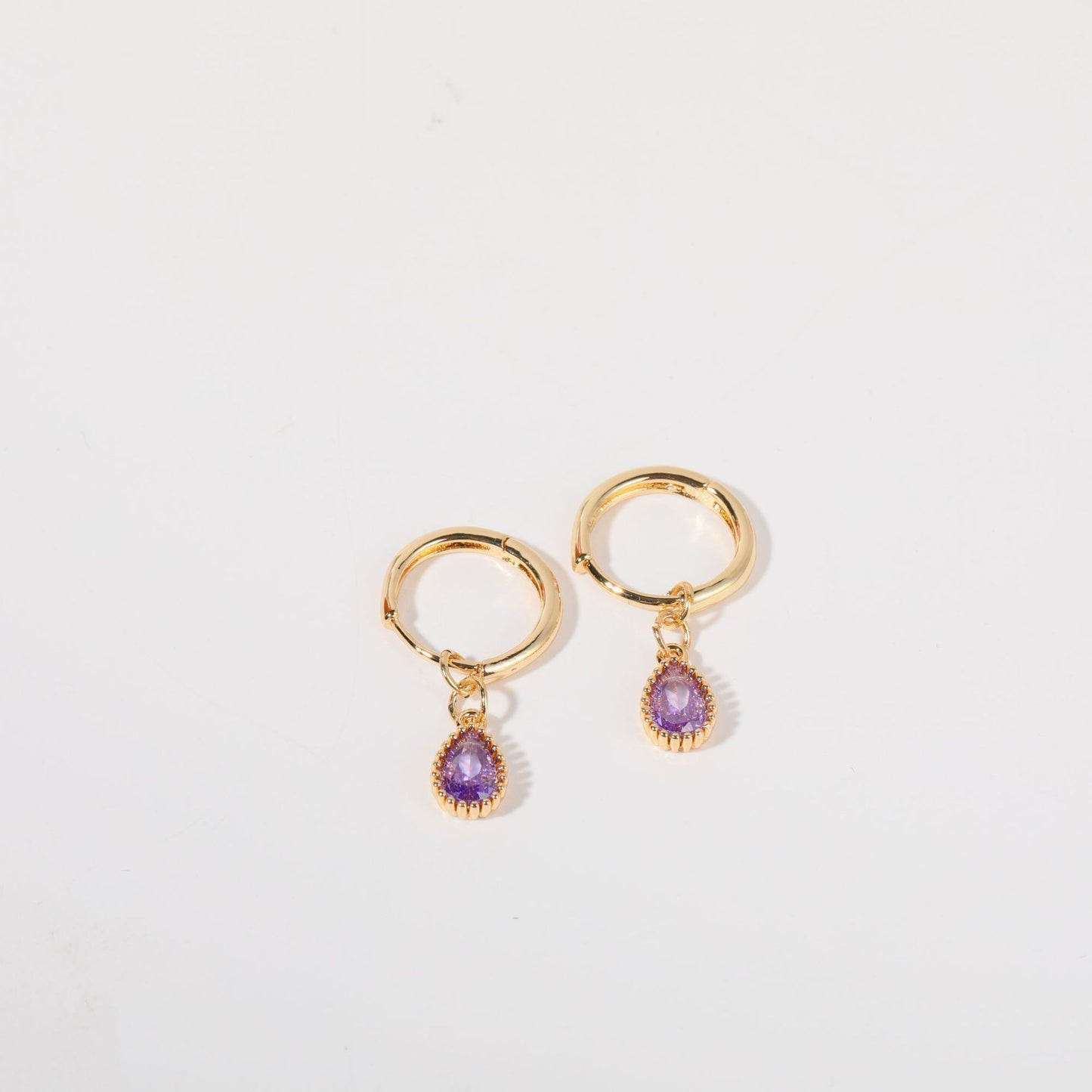 Twelve Birthstone Drop Shape Light Luxury Minority Sense Earrings