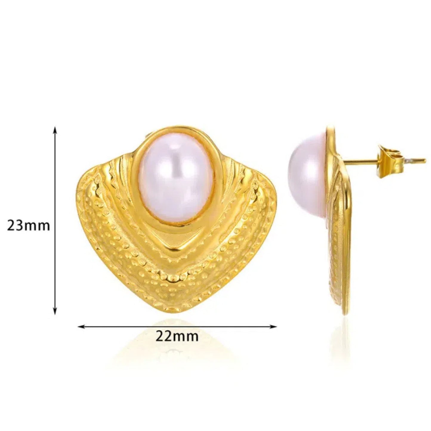 European And American Retro French High-grade Pearl 18K Gold Earrings