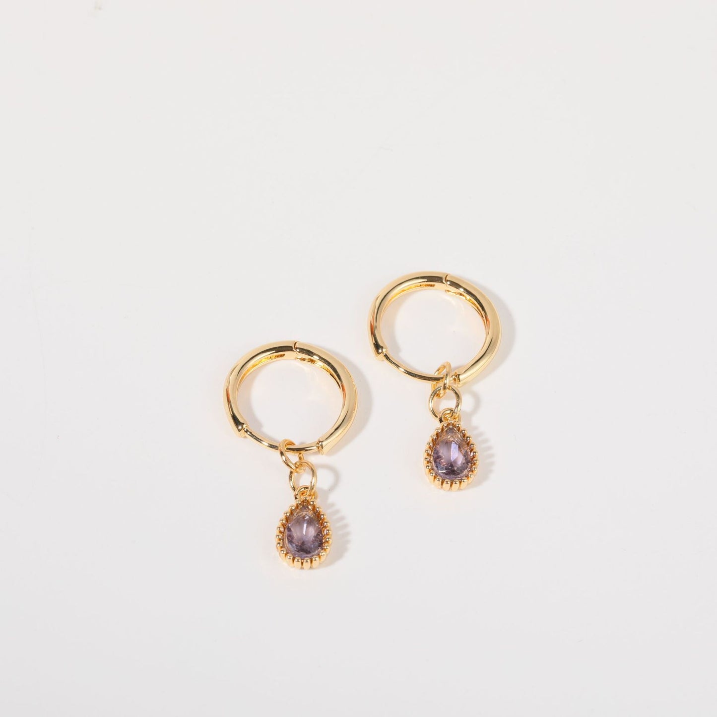 Twelve Birthstone Drop Shape Light Luxury Minority Sense Earrings