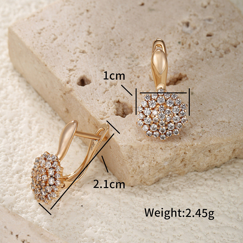 Alloy Gold Plated Love Heart Earrings Summer High Sense