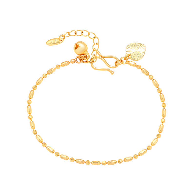 Copper Alloy Electroplated Real Gold Round Beads Bamboo Bracelet