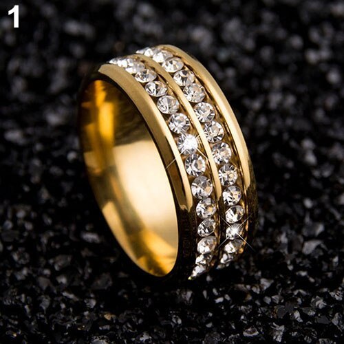 Stainless steel diamond couple ring female jewelry