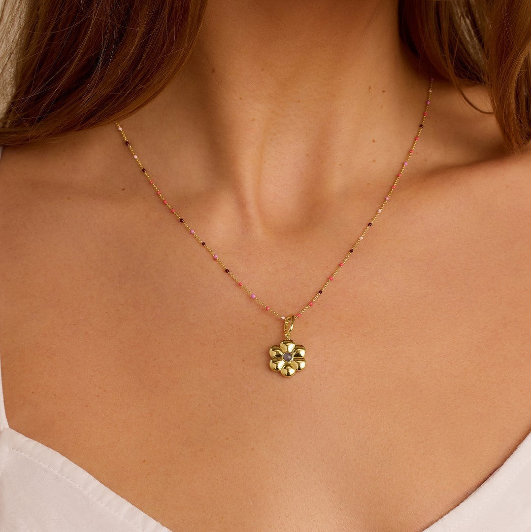 Heart Palm Tree Sun Flower Necklace