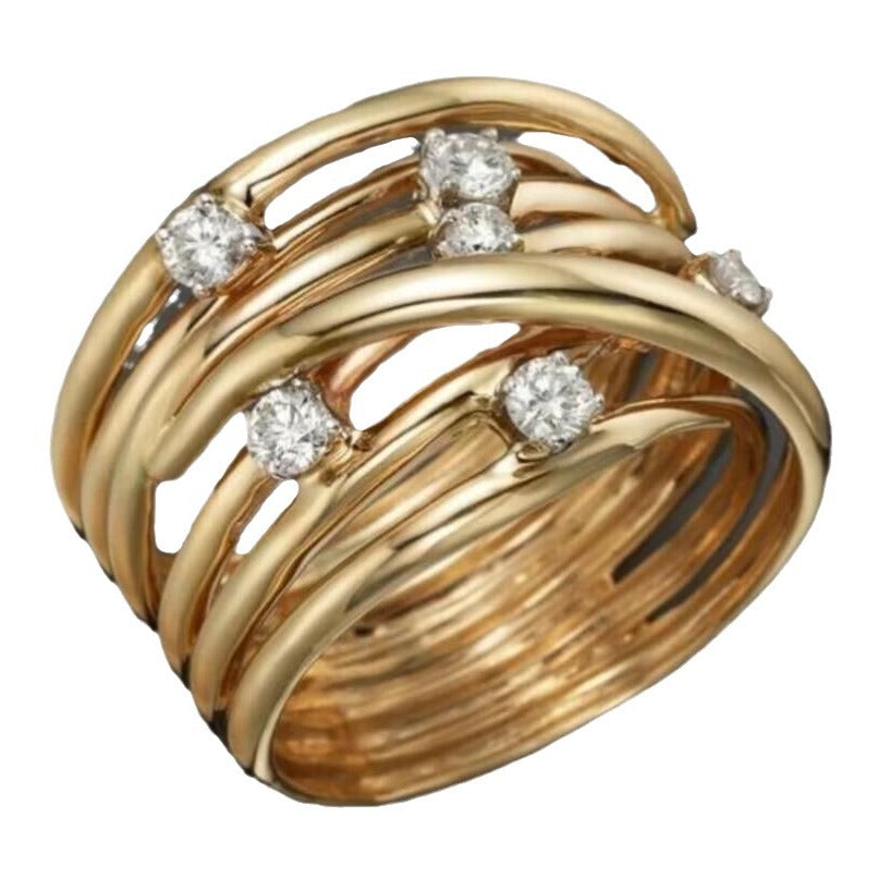 Winding Vine Gold Inlaid Rhinestone Ring