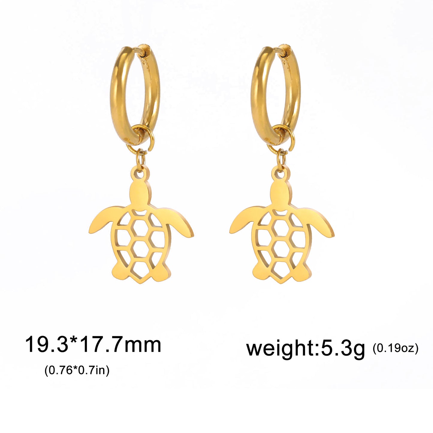 Cute Cut Hollow Turtle Pendant Stainless Steel Earrings