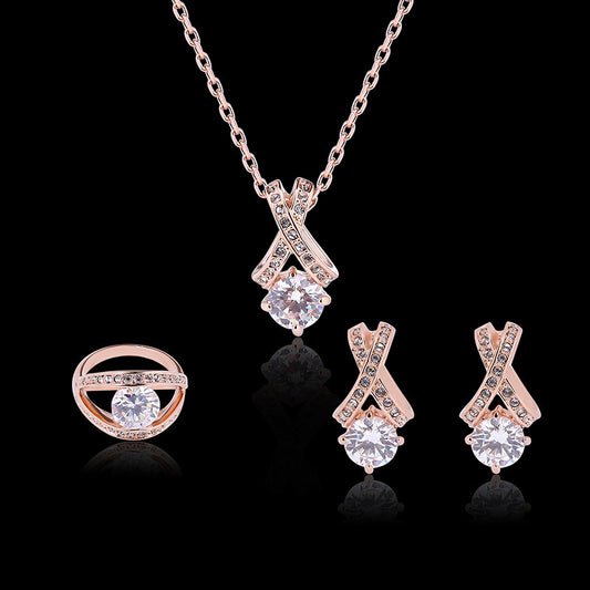 Creative Fashion Personality Simple Diamond Jewelry 3pcs