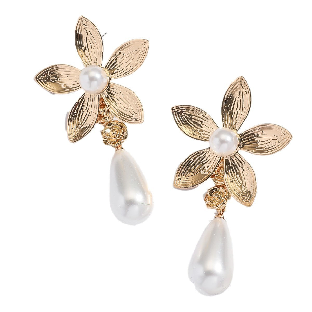 Retro Flower Pearl Earrings Niche