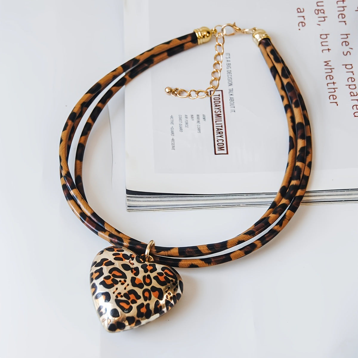 Love Leopard Pendant Multi-layer Leather String Necklace