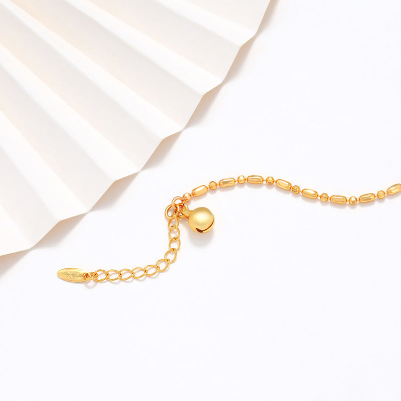 Copper Alloy Electroplated Real Gold Round Beads Bamboo Bracelet