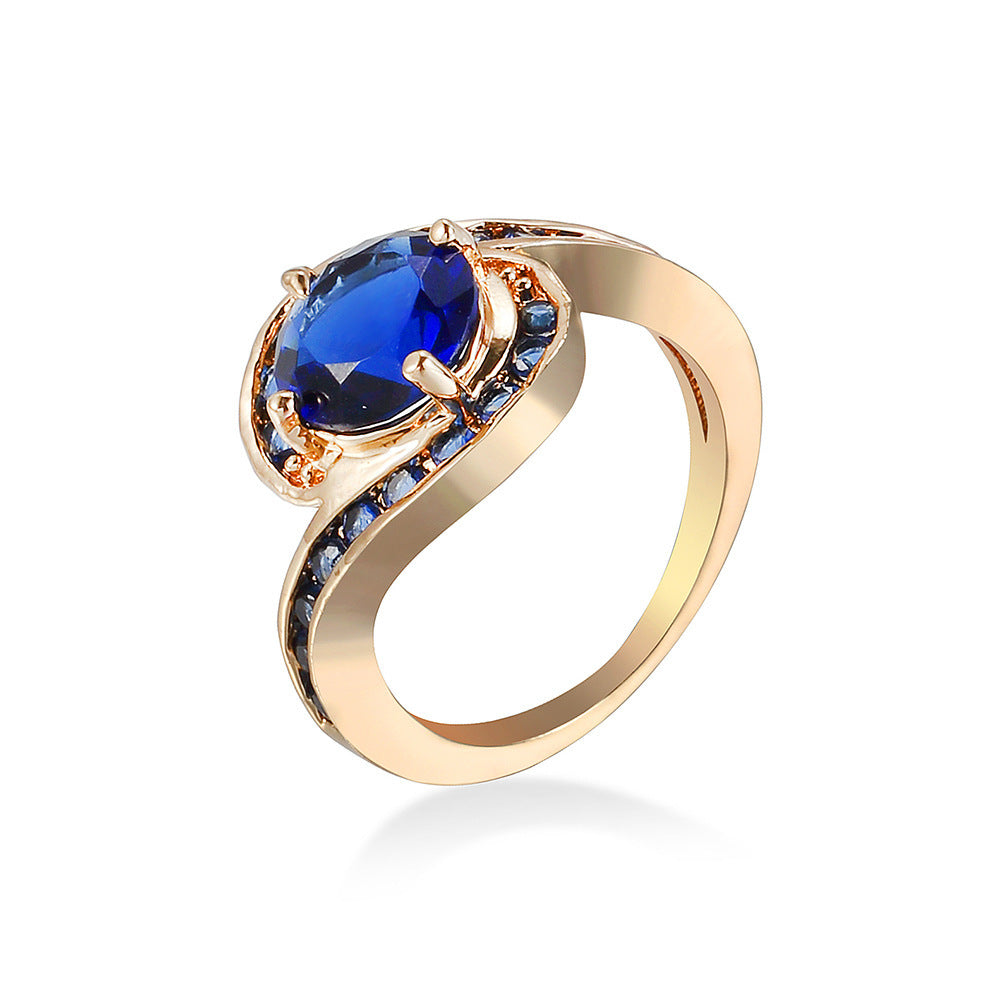 New Ring Blue Diamond Jewelry Fashion Jewelry In Europe And America