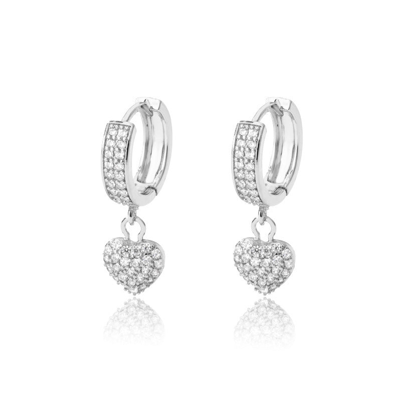 Diamond Heart Jewelry Women's Stud Earrings