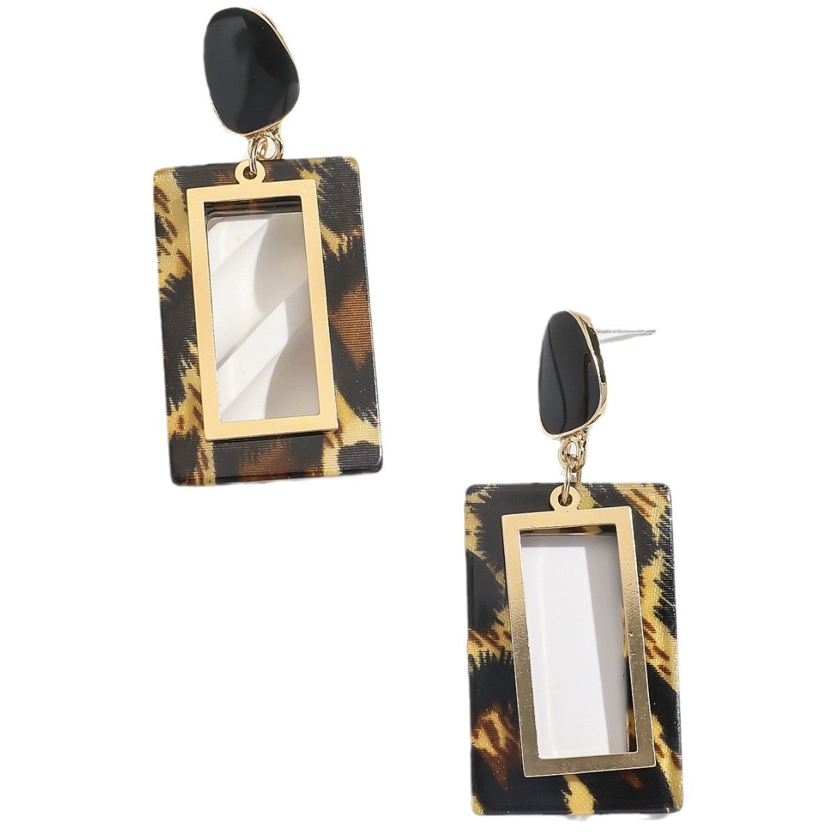 Fashion Exaggerated Leopard Print Geometric Earrings Retro