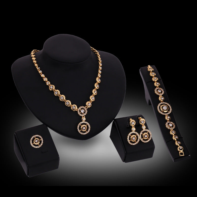 Four-piece Alloy Diamond Jewelry Set