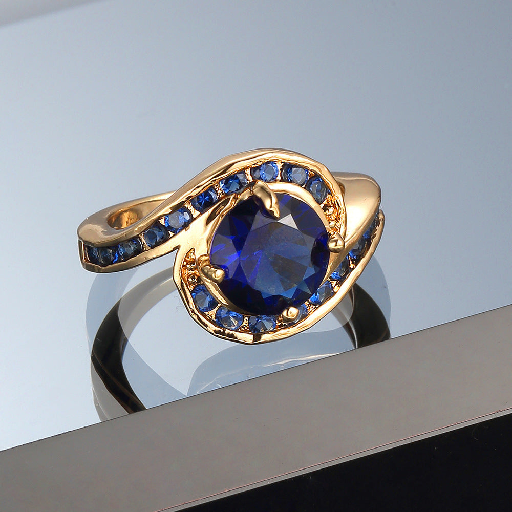 New Ring Blue Diamond Jewelry Fashion Jewelry In Europe And America