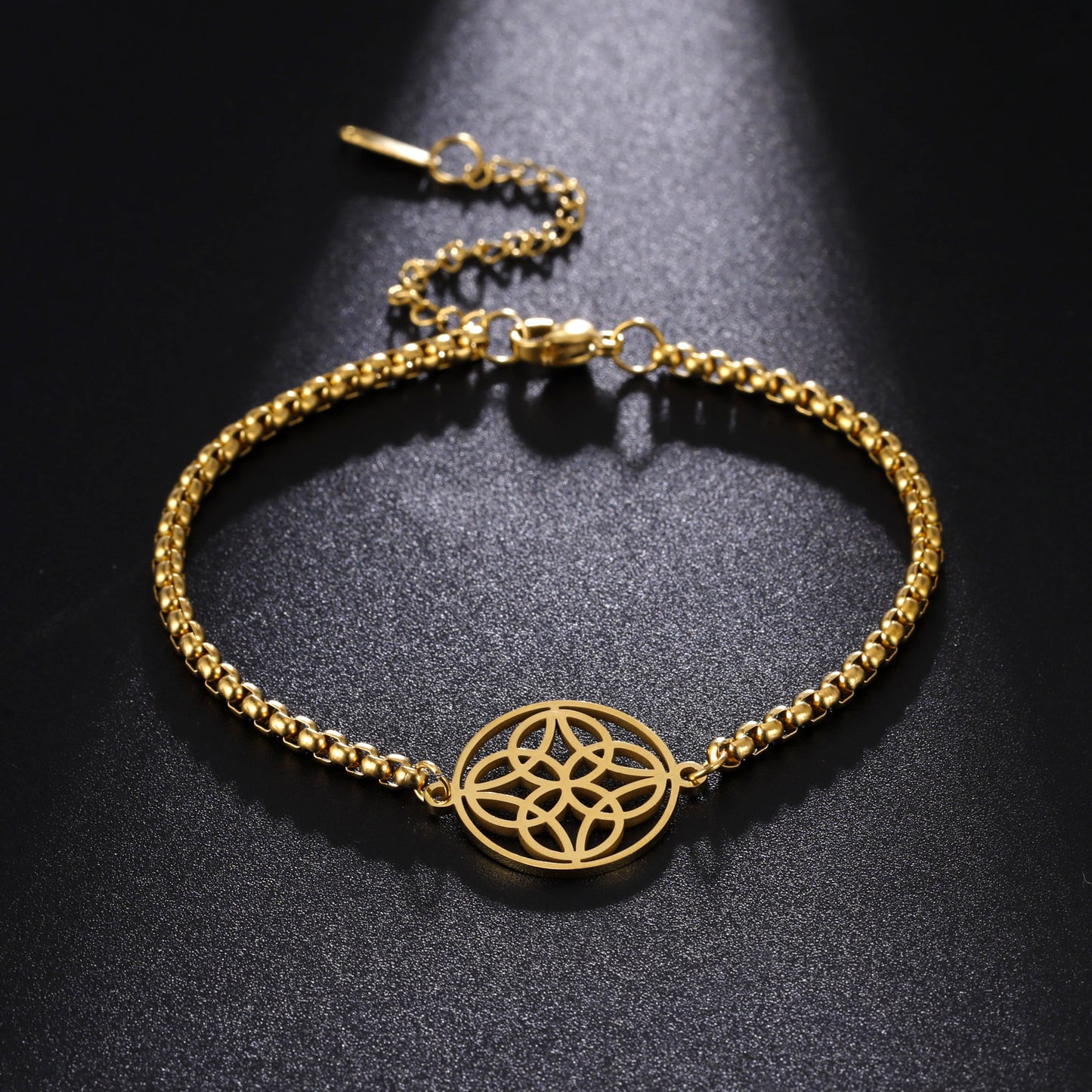 18K Gold Plating European And American Style Celtic Knot Pendant Stainless Steel Bracelet